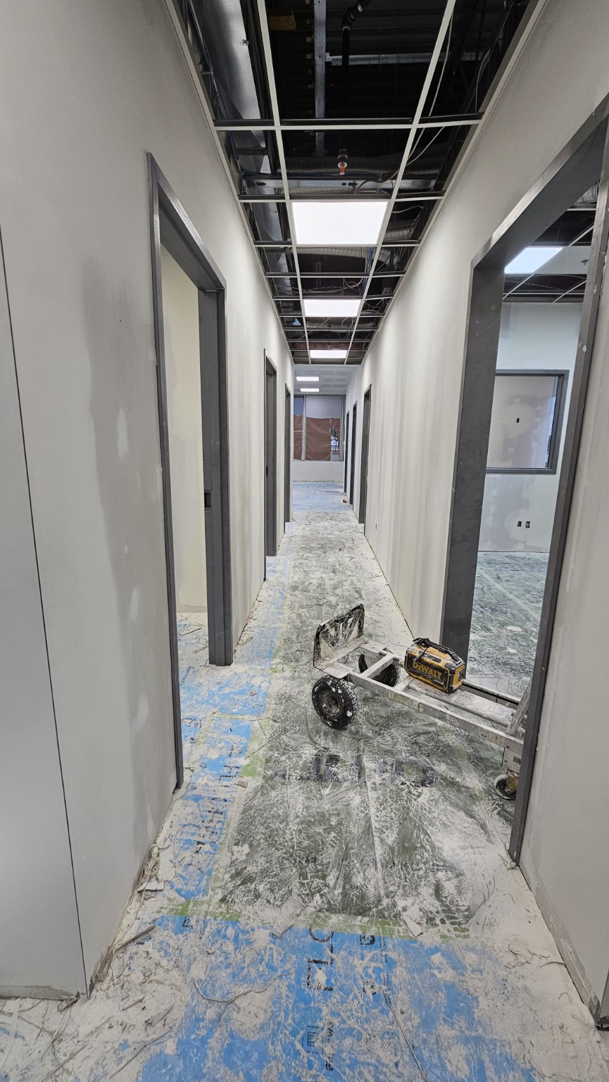 Hallway drywall finishing